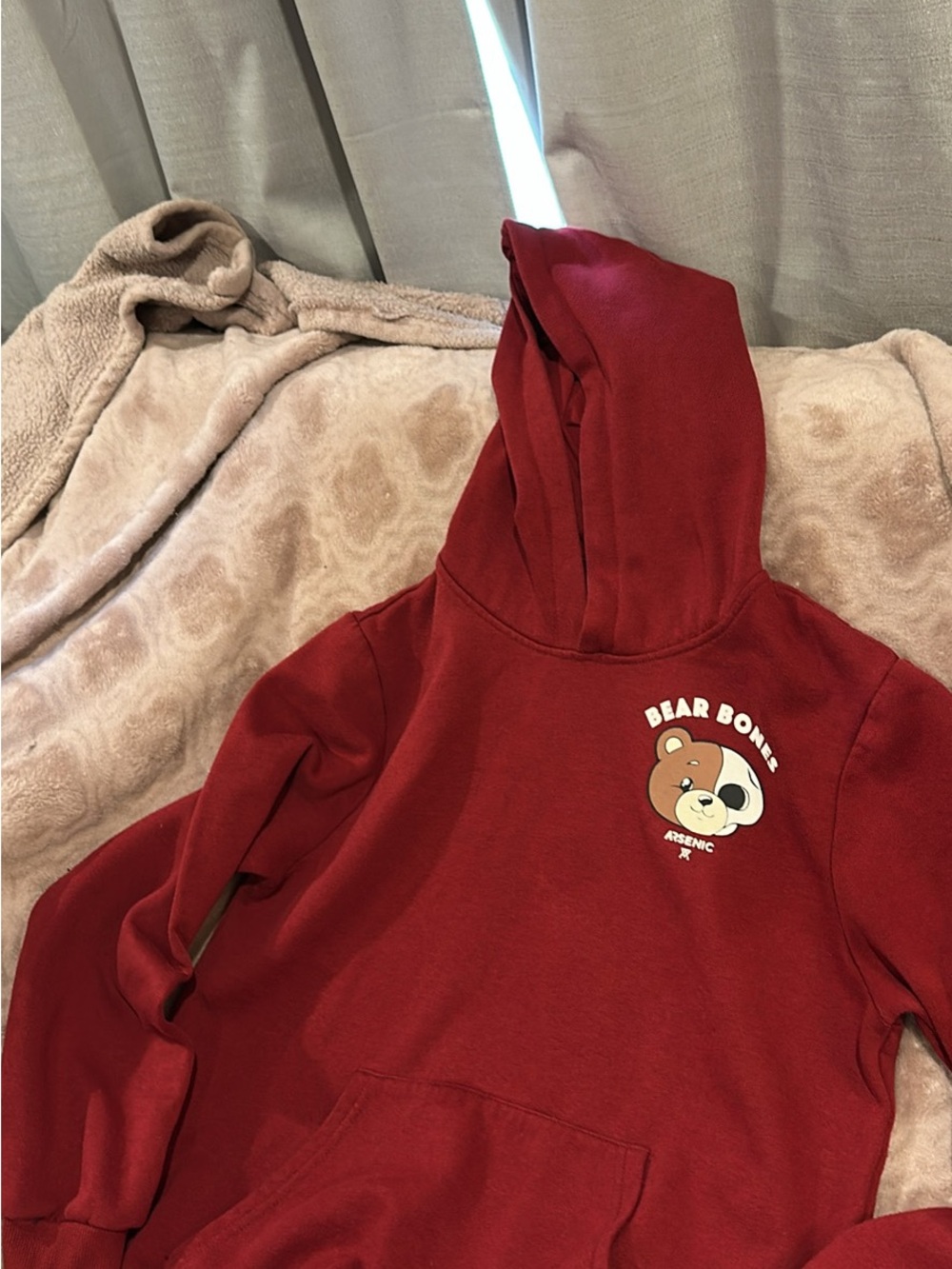 Red Kids Hoodie with Bear Graphic